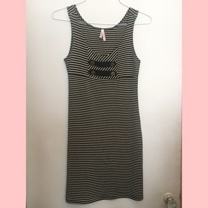 UO Sparkle & Fade Black-White Striped Dress M